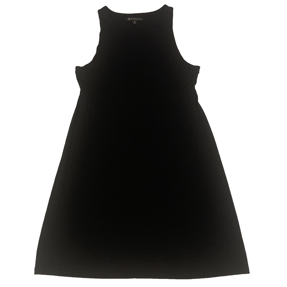 Athleta Santorini Thera Dress Womens Petite Small Black Sleeveless A-Line Tank